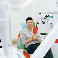 Male patient in dental chair