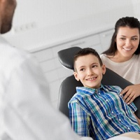 Mother and son at dentist