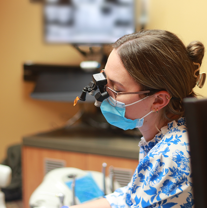 Doctor Montileaux treating a dental patient