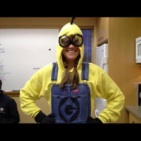 Team member dressed as minion