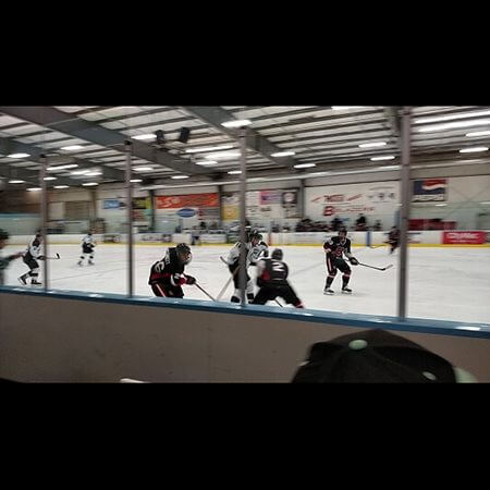 Action shot during hockey game