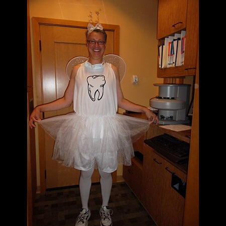 Dr. Moreno dressed as tooth fairy
