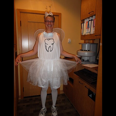 Dr. Moreno dressed as tooth fairy