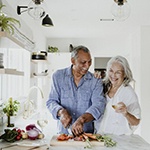 couple cooking in their kitchen 