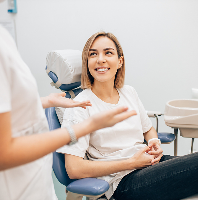 Woman listening to her dentist