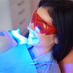 Someone getting in-office teeth whitening