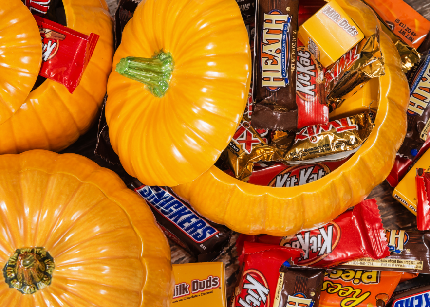 Halloween candy in a pumpkin